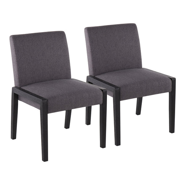 English Elm Carmen Foam Padded Dining Chairs Matte Black Wood Grey Fabric Set for Modern Spaces B202S01316