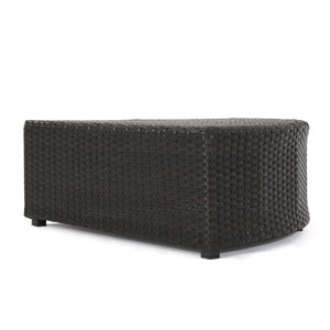 English Elm Christopher Knight Home® - SANTA SANTA CRUZ Corner & Table Set — PE Rattan Patio Sofa with Water-Resistant Cushions, No Assembly Required Dark Brown 52977.00SETIRN