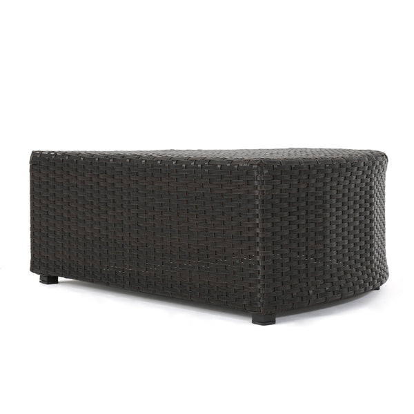 English Elm Christopher Knight Home® - SANTA SANTA CRUZ Corner & Table Set — PE Rattan Patio Sofa with Water-Resistant Cushions, No Assembly Required Dark Brown 52977.00SETIRN