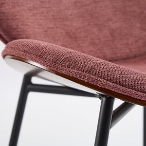 English Elm Mid-Century Shell Chair with Wood Grain Veneer, Curved Wide Seat, Metal-Wood Frame Holds 330+ lbs Bean paste red W1143P214254