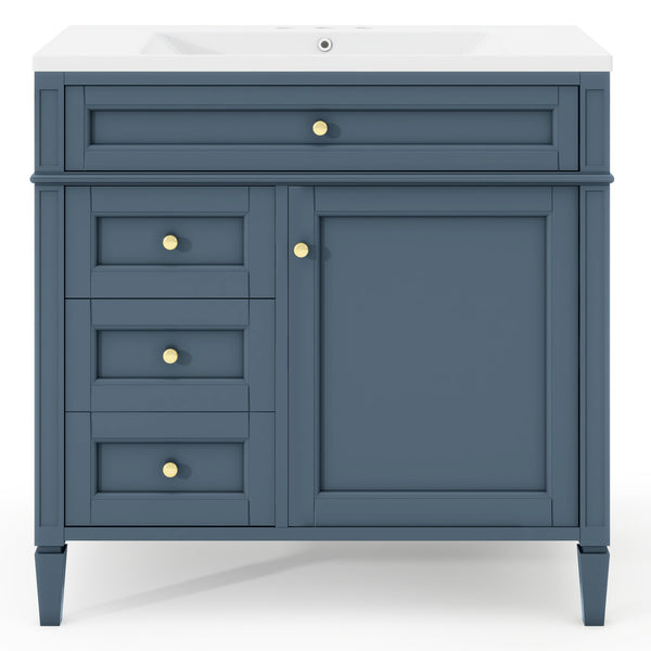 English Elm 36'' Modern Bathroom Vanity With Ceramic Sink, 2 Drawers & Tip-Out Drawer For Stylish Storage Solutions SW000119AAM-2