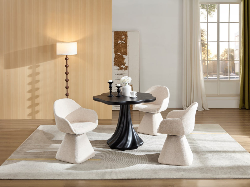 English Elm 37'' Petal Round Fiberglass Pedestal Dining Table Sculptural Organic Base for 2 to 4 W2664S00091