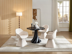 English Elm 37'' Petal Round Fiberglass Pedestal Dining Table Sculptural Organic Base for 2 to 4 W2664S00091