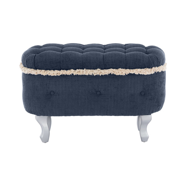 English Elm Christopher Knight Home® - 29.5'' Storage Bench with Button-Tufted Fabric, Tassel-Trim Ottoman with Hidden Compartment for Bedroom Blue 30.25 L x 18.5 W x 14 H N761P335817C