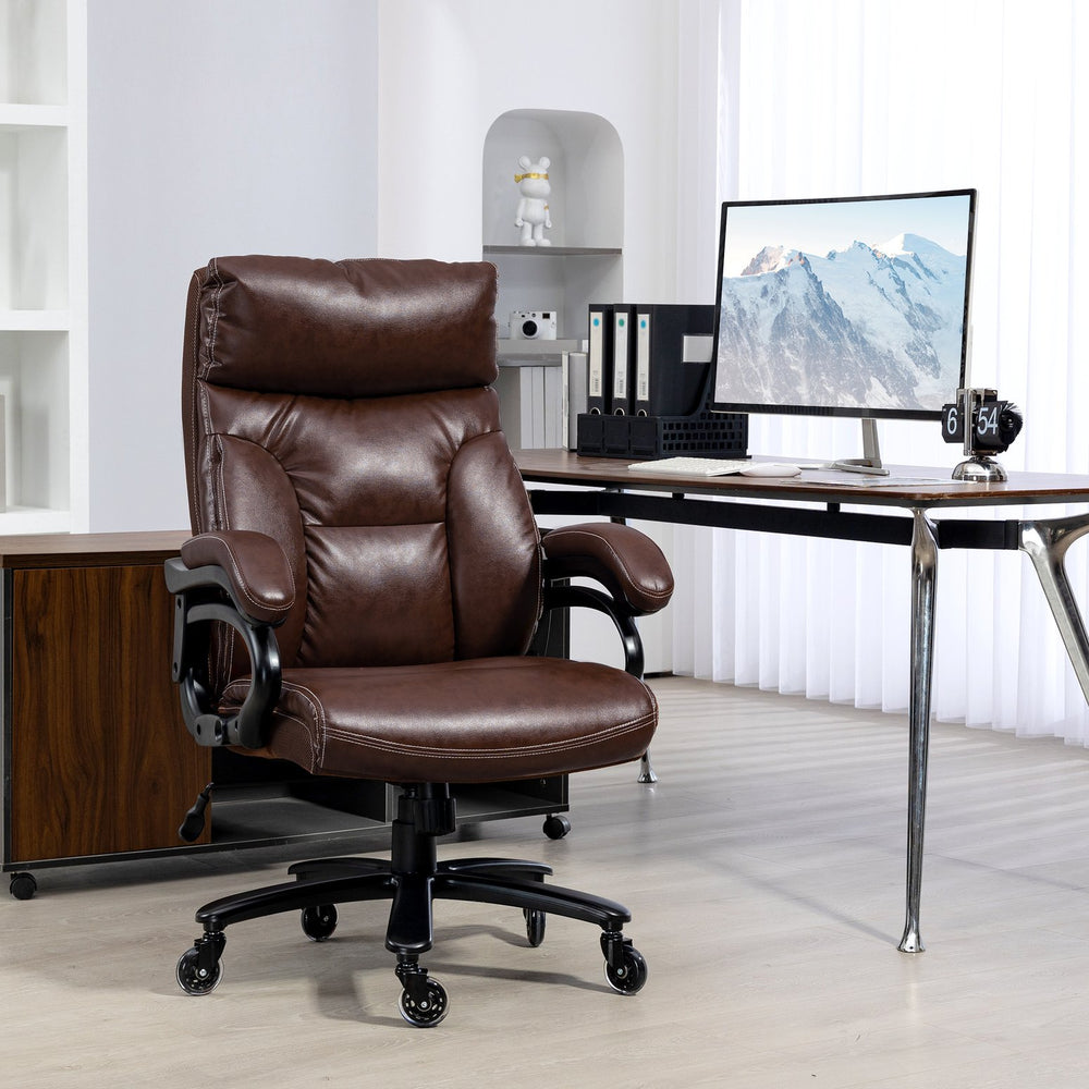 English Elm Vinsetto Extra-Wide Heavy Duty PU Leather Office Chair for Big & Tall, 400 lb Capacity, Brown W2225P173831