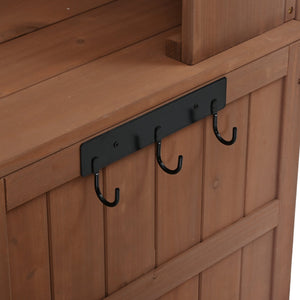 English Elm (with Hutch) Topmax Solid Fir Outdoor Potting Bench Station Cabinets Drawers Patio Garden Brown N717P404332D