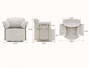 English Elm 360 Degree Barrel Swivel Chair - Plush Upholstered Accent Armchair With Gold Legs For Stylish Comfort W2012P319046