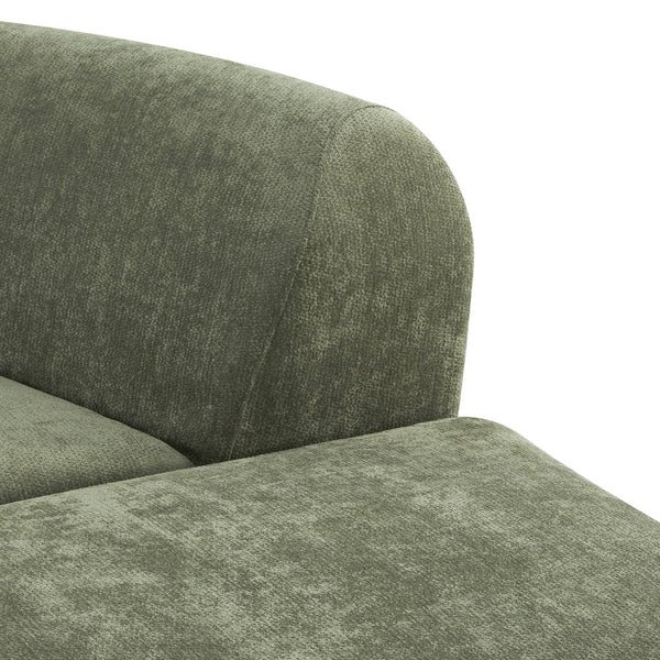 English Elm 111" Curved Sectional Sofa Set Plush Lamb Wool Upholstery Deep Seat Ottoman Lounge Green N767P371305G