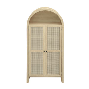 English Elm 70.28" Tall Arched Kitchen Pantry - Elegant Rattan Storage Cabinet With Adjustable Shelves & Safety Features W688P204451