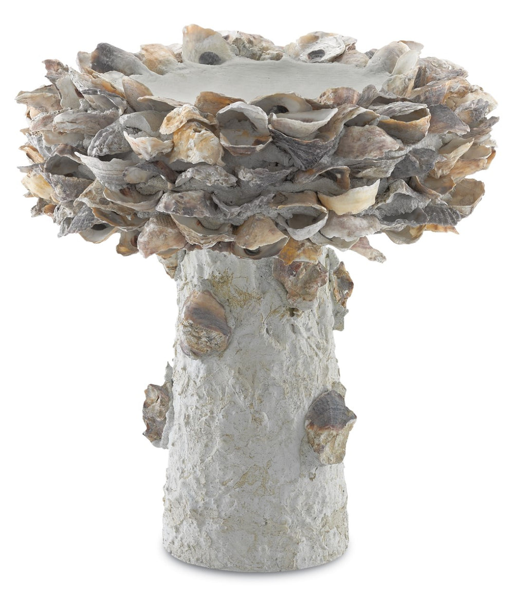Oyster Shell Bird Bath - Whimsical Outdoor Art Piece Crafted from Natural Materials for Your Garden