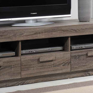 English Elm Rustic Oak Media Console with 3 Open Shelves & 3 Drawers, Cord Management, Fits 60" TVs, Durable Finish B062P189117