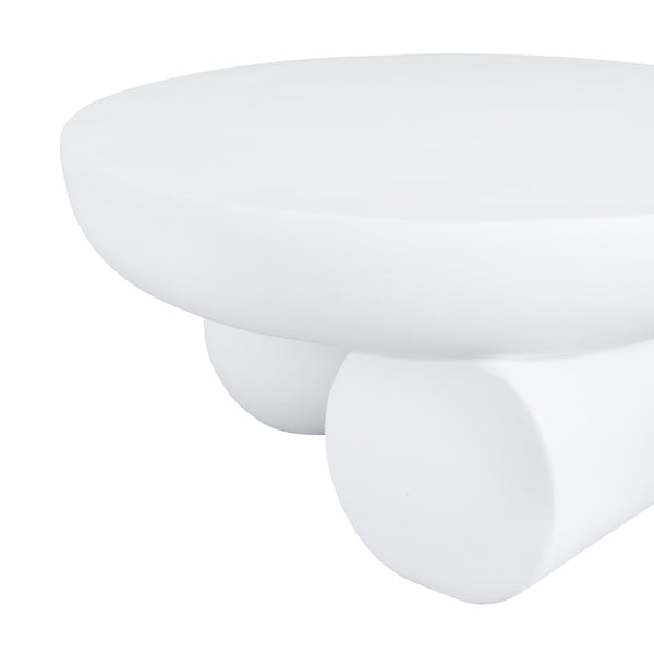 English Elm 27.5" Sculptural Round Coffee Table Hand-painted Gloss Finish for Modern Living Rooms White N772P384682W