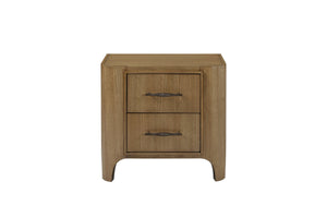 English Elm 2 Drawer Nightstand with Eucalyptus Veneer, Soft-Close Drawers, Felt-Lined Top Drawer & USB Port Tan 31 L x 22.5 W x 30.25 H B2699P395333