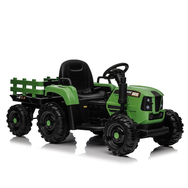 English Elm Ride on Electric Tractor Toy with Trailer 24v 400w Dual Motors Remote Control Led Emerald W1578P194690