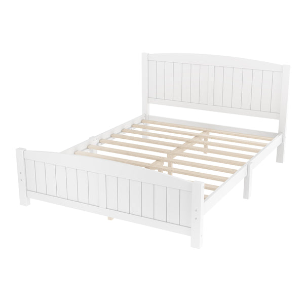 English Elm Queen Solid Wood Platform Bed Frame with Strong Support Slats, No Box Spring Needed, Modern White Finish Light White W1580P374312