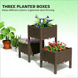 English Elm Elevated Modular Rattan Style Raised Garden Bed with Self Watering Reservoir Patio T3971P454896