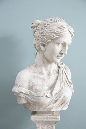 English Elm 10x9x22" Classical Female Bust Magnesium Sculpture Indoor Outdoor Garden Pedestal Accent W2078P494899