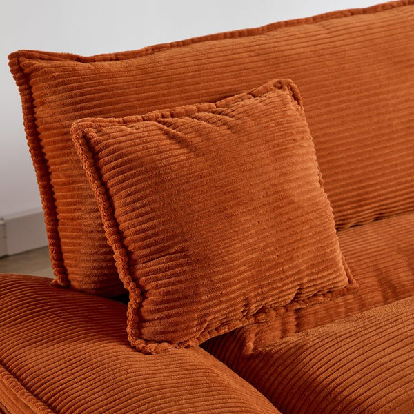 English Elm Corduroy Modern Sofa Sleeper Loveseat with Double-Layer Cushions, Two Pillows, Sturdy Frame 84" Orange W676P227342
