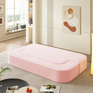 English Elm 78.7" Plush Corduroy Convertible Sleeper Sofa with Tufted Back and Foldable Floor Bed Baby Pink W3219P410144
