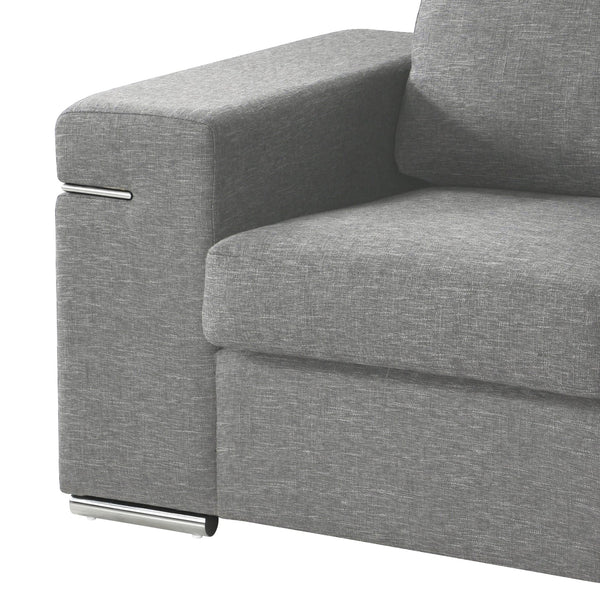 English Elm Giuliana Woven Fabric Accent Chair with Chrome Arms and Brushed Steel Legs B2749P413372
