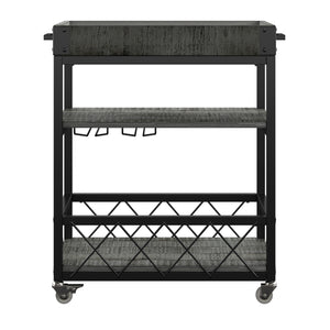 Homelegance By Top-Line Rafferty Rustic Serving Cart Black Wood