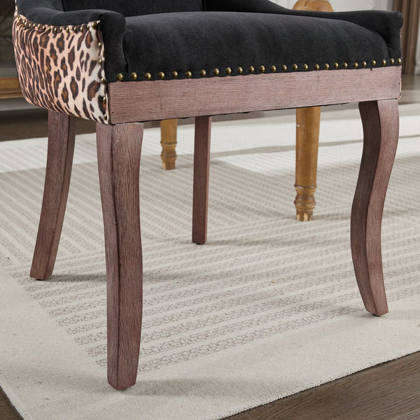 English Elm A&A Luxe Velvet Swivel Barstool with Gold-Plated 17.7" Base, Tufted Back, Ergonomic Waist Support Leopard W1143P209903