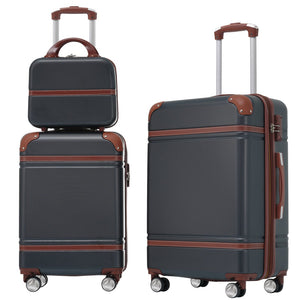 English Elm Hardshell 3 Piece Luggage Set Abs Spinner Suitcase with Tsa Lock Carry on Travel Black N732P171583B
