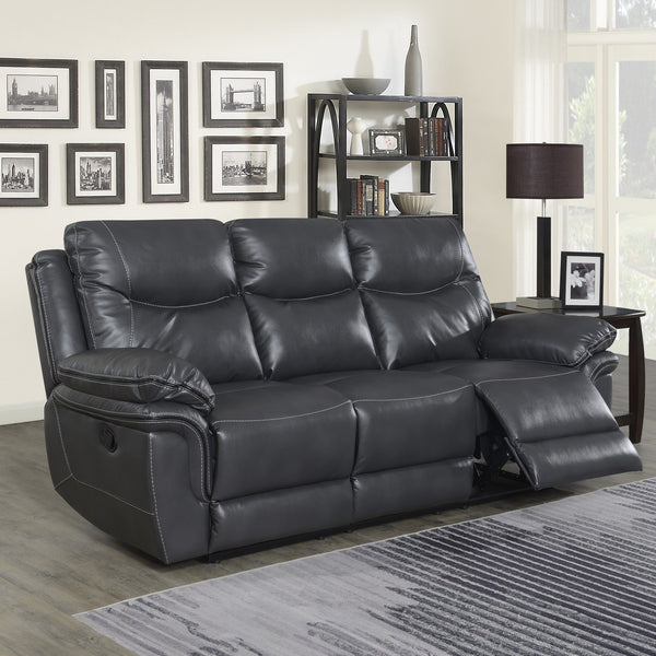 English Elm Steve Silver - Isabella Dark Gray Faux Leather Sofa & Loveseat Set with Manual Recline, Lift-Top Console Comfort B081S00170