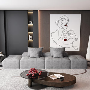 English Elm Modern Modular Sectional Sofa With 2 Ottomans, Plush Chenille Fabric, 4 Accent Pillows, Grey Elegance W1885S00060