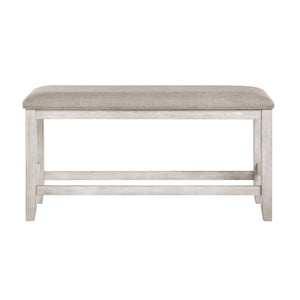 English Elm Modern Farmhouse Counter Height Bench Whitewashed Wood Frame Gray Upholstered Seat B011P416555