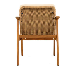 English Elm Christopher Knight Home® - Outdoor Dining Chairs Set of 2 with Acacia Wood Frame and Brown PE Wicker, Waterproof Cushions, 400lb Capacity Teak+ Beige N779P280043B