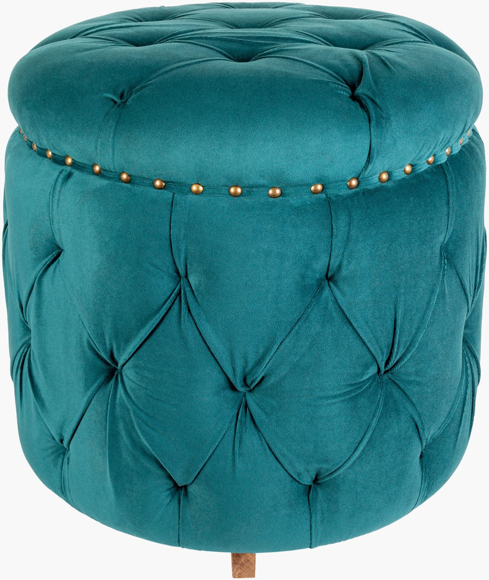 Surya Amana 19"H X 20"W X 20"D Ottoman - Stylish Modern Furniture For Durable Comfort In Any Room Upholstery, Deep Tealtop, Teal,Base, Brown Cotton,Mango Wood,Manufactured Wood,Dacron Aaa-003