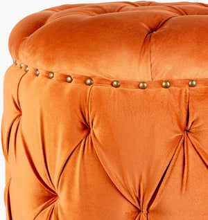 Surya Amana 19"H X 20"W X 20"D Ottoman - Stylish Modern Furniture For Durable Comfort In Any Room Upholstery, Rusttop, Blush,Base, Brown Cotton,Mango Wood,Manufactured Wood,Dacron Aaa-005