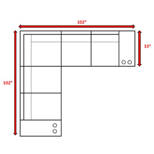 English Elm 102" Reversible Outdoor Wicker Sectional Sofa with Cushions, 4-Seater, Aluminum Frame, No Assembly Needed B120S00011