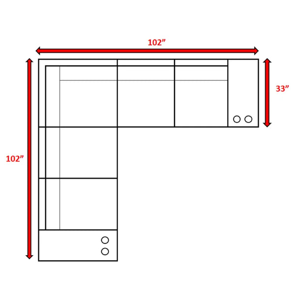 English Elm 102" Reversible Outdoor Wicker Sectional Sofa with Cushions, 4-Seater, Aluminum Frame, No Assembly Needed B120S00011