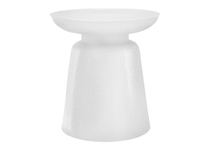 English Elm Accent Table - Contemporary White Metal Drum Design For Living Room, Bedroom & Versatile Use B2710P219451