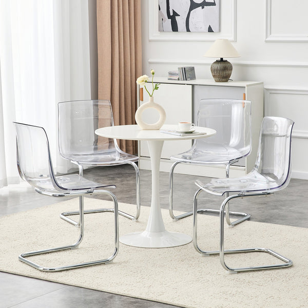 English Elm Transparent Polycarbonate Dining Chair Set of 4 with Arched Steel Frame Modern Style W2920P411151