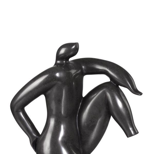 Greek Runner Black Marble Sculpture - Contemporary Design with Polished Finish for Elegant Spaces