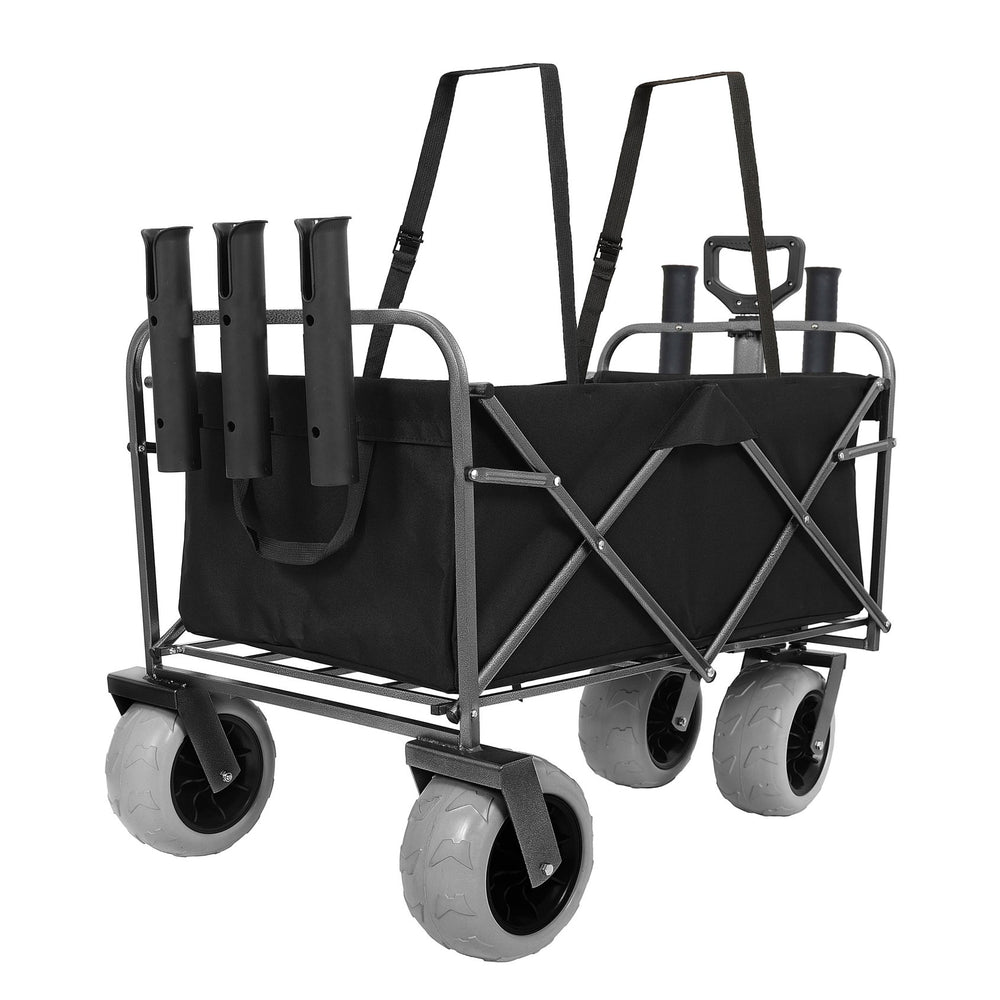 English Elm Fishing Beach Cart with All Terrain Steel Frame 500lb Capacity Pneumatic Tires W2932P352666
