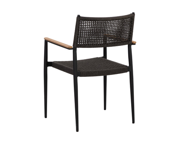 Sunpan Nava Stackable Dining Armchair Set – Elegant Teak and Aluminum Design for Indoor or Outdoor Spaces Black
