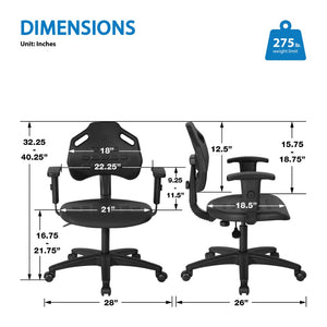 OSP Home Furnishings Self-skinned Urethane Task Chair with Lumbar Support and Pneumatic Height Adjustment KH813137