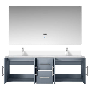 English Elm Dark Double Bath Vanity 60 in. W x 22 in. D with White Quartz Top, Chrome Faucet, 60in LED Mirror, Scratch-Resistant B2731S01013