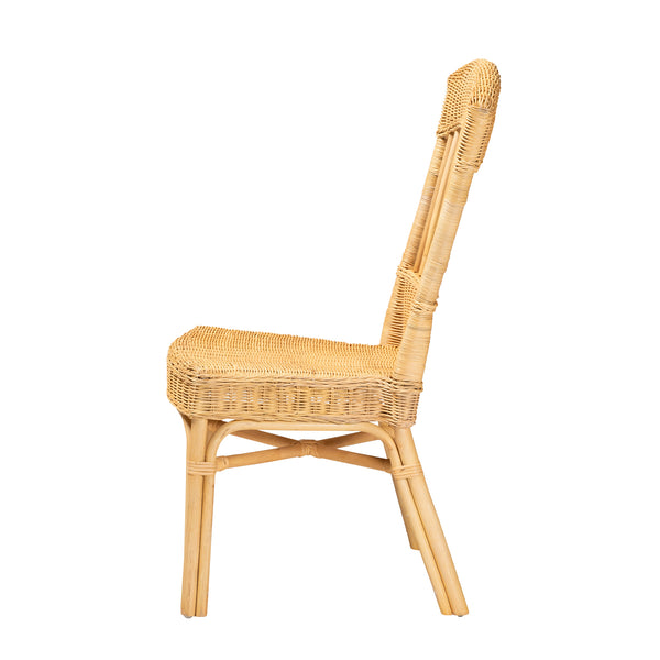 English Elm Modern Boho Rattan Rod Dining Chair Set of Two with Crisscross Base for Casual Spaces B2750P420369