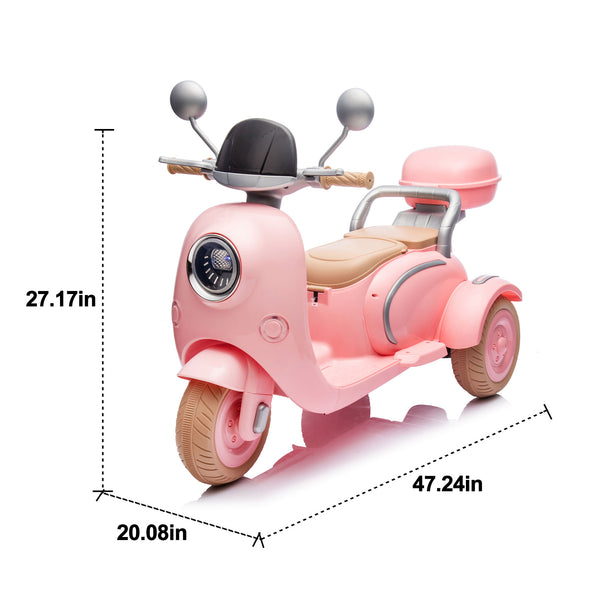 English Elm 12v Dual Motor Two Seater Kids Electric Ride on Motorcycle with Bluetooth Led and Trunk Pink W1578P268012