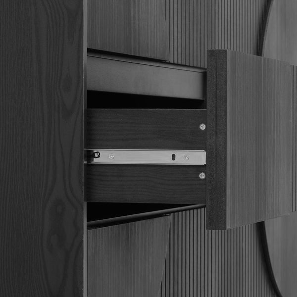 English Elm Modern Fluted 6 Drawer Dresser with Solid Wood Legs Japandi Chest for Bedroom Carbon Black N739S0000015E