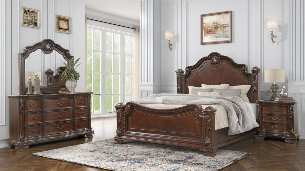 English Elm Traditional 3-Drawer Nightstand Walnut Finish with Metal Pulls, Solid Wood Construction, Spacious Storage and Durable Craftsmanship for Bedroom Organization and Style B009P225188