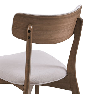 English Elm Caleb Mid-century Upholstered Dining Chair Set of Four with Tapered Oak Legs Light Beige,Walnut N768P282333W
