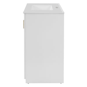 English Elm 36'' Bathroom Vanity with Ceramic Sink Combo, Solid Wood Frame, Soft-Close Drawers and Stylish Retro Groove Design White N710P291684K