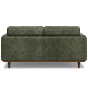 English Elm Morrison 72-Inch Sofa: Handcrafted Moss Green Leather Loveseat For Cozy Mid-Century Living Spaces B136P364279