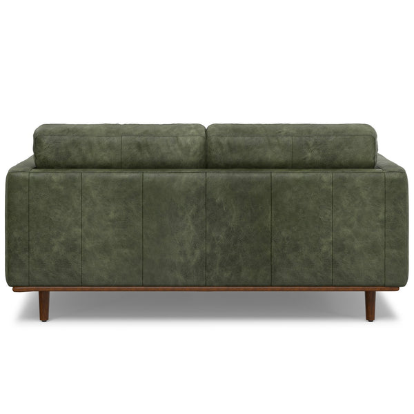 English Elm Morrison 72-Inch Sofa: Handcrafted Moss Green Leather Loveseat For Cozy Mid-Century Living Spaces B136P364279